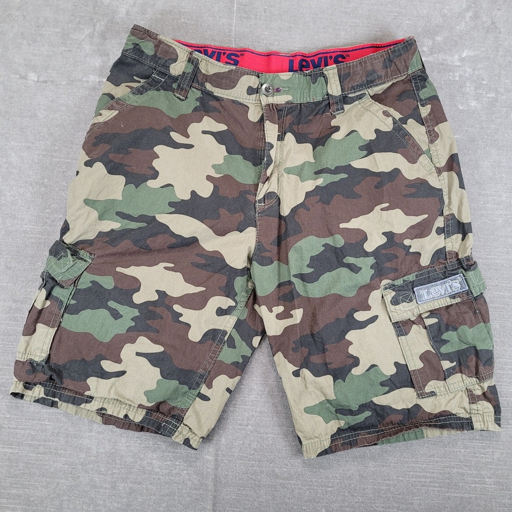 Levis Boys 20 Regular‎ Camo Cargo Shorts Green Brown W30